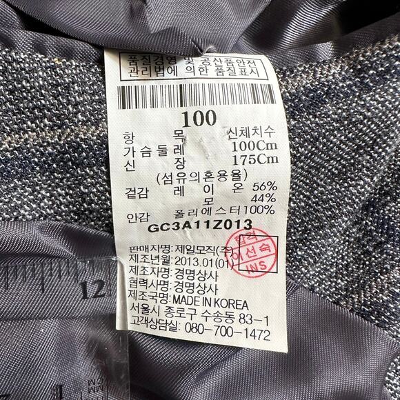 Galaxy Lifestyle Mens Wool Blend Plaid 2 Button Blazer Dark Gray Blue Made Korea - Picture 11 of 13